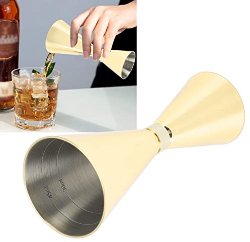 BestAlice Jigger pour Barman, Double Doseur à Cocktail, Doseur en Acier Inoxydable, 30 Ml/60 Ml, Tasse Doseuse Intégrée pour Bar à Domicile(Or)