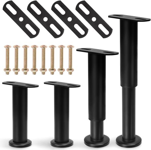 Swpeet 16 pièces réglable en métal Cadre de lit Jambes de Soutien Combo Kit, métal lit Latte Centrale Heavy Duty Jambes de Soutien Jambes de Soutien de lit, pièces de Rechange pour lit King Size