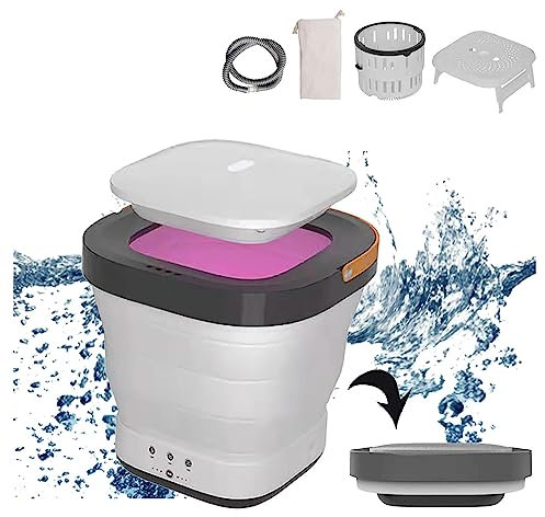 Mini Lavadora y Secadora Combo con 2 Modos de Secado y UV, Mini Lavadora y Secadora Combo 350 PRM, Secado por Centrifugado, Rueda Ondulada 4D para Bebé, Ropa Interior, Artículos PE