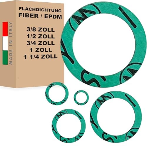 Flachdichtung 2 mm für 3/8 1/2 3/4 1 1 1/4 Fiberdichtung/EPDM Gummi Dichtung O-Ring Sanitär Solar Hauswasserwerk (1 - Fiber-Dichtung - 25 Stück)