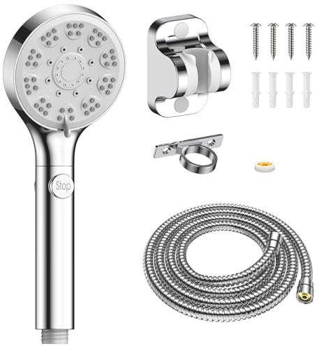 FASDUNT RV Shower Head with Hose, High Pressure 7 Mode Shower head with On Off Switch, Handheld Shower Head for RV/Campers, Travel Trailer, Motorhome