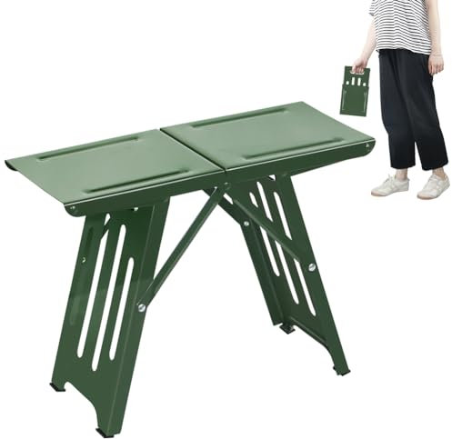 BOMOOMOO Stile Industriale, Sgabello Pieghevole Portatile da Campeggio, Sedile Piccolo Pieghevole, Pieghevole Camping Sgabello per Attività All'aperto, Pesca, Barbecue, Interni, Viaggi, Verde