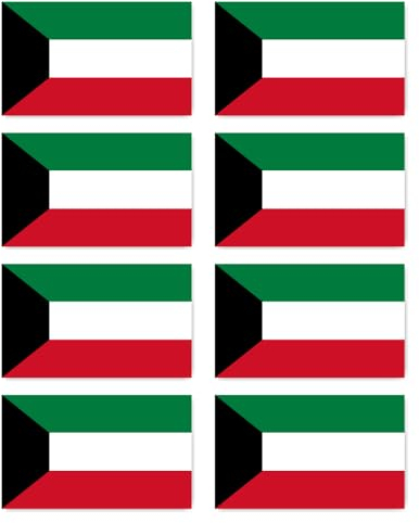 Aufkleber: 100x60 mm, 8 Stück - Flagge - Kuwait - KW - für Auto, Koffer, Laptop und mehr
