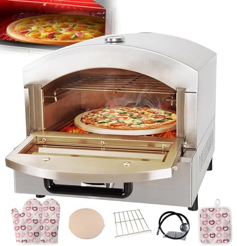 forplubossmmp 14 inch Electric Pizza Oven, Commercial Double Pizza Drawer Toaster Oven, Stainless Steel Pizza Maker with Pizza Stone and Anti-scald Gloves, Multipurpose Pizza Ovens for Pizza Shop