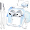 MHYALUDO Custodia per AirPods 3 generazione, Compatibile con Magsafe, Chiusura Magnetica Automatica, Porta di Ricarica Antipolvere e Design Supporto con Kit di Pulizia, Blu Cielo/Bianco Neve