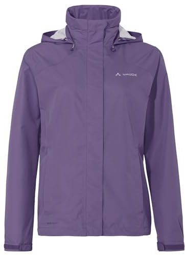 VAUDE Regenjacke Damen Escape Bike Light mulberry, wasserfeste Outdoor-Jacke, atmungsaktive Fahrradjacke mit Kapuze im Kragen, Klimaschonende Wanderjacke, 50