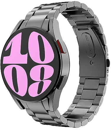 MoKo Titan Armband Kompatibel mit Samsung Galaxy Watch 7 FE 6 5 4 Armband 40mm 44mm/Watch 6 Classic 43mm 47mm/Watch 5 Pro 45mm/Watch 4 Classic 42mm 46mm, Metall Ersatzarmband Uhrenarmband, Grau