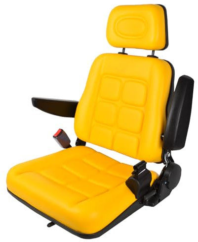 Siège universel pour chariot élévateur, dossier réglable de 35 ° à 180 °, siège de tracteur avec accoudoir, appuie-tête et ceinture de sécurité, rail coulissant réglable, siège étanche pour tondeuse à