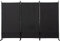 Mingone Raumteiler Trennwand Extralanger Paravent 3-TLG. Sichtschutz Faltbar mit Metallrahmen Polyester-Mischgewebe für Wohnzimmer, Schlafzimmer, Küche, Büro, Balkon, Garten, Schwarz, 260x176cm