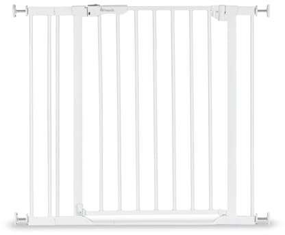 hauck Clear Step Autoclose 2 + Estensione da 9 cm, Bianco - Cancelletto Bambini Cani, Larghezza Regolabile da 84 a 89 cm, Alto 77 cm, Chiusura Automatica, Base Piatta, Apertura 2 Sensi con una Mano