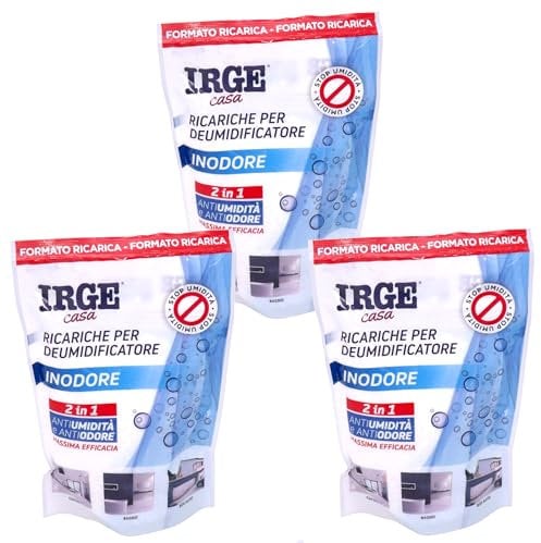 SET 3 ricariche 450 gr (1,35 kg) assorbi umidità anti odore ricarica vaschette deumidificatore sali per bagno cucina camper caravan roulotte ripostiglio dispensa armadio - INODORE