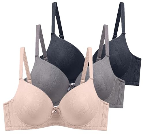 XCXC 3er Pack Damen BHS mit Bügel Frauen Spitzen-BH Leicht Perfekte Passform Klassische Anti-Sagging BH Set mit Verstellbaren Trägern für Alltag und Freizeit