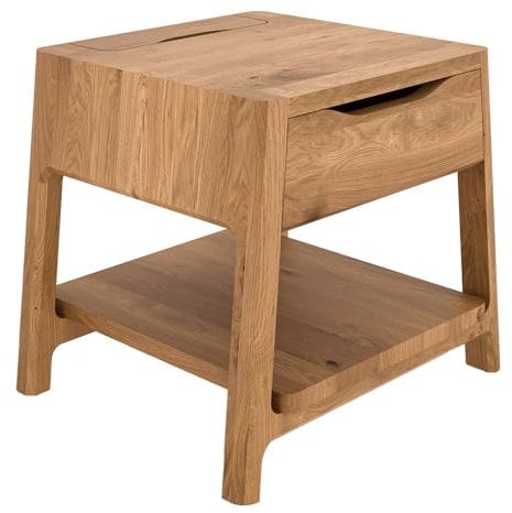 Lomadox Nachttisch Nachtschrank Nachkommode, Wildeiche massiv geölt, montierte Lieferung, Ectholz/Massivholz