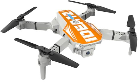 LE-IDEA Drone con Cámara 1080P HD para Adultos, IDEA12 Drones RC con Doble Cámara Modo sin Cabeza Rotación de 360°, Mini Drones Plegables para Principiantes, Naranja