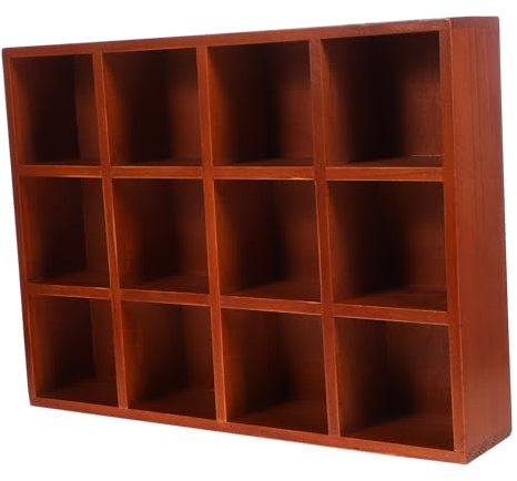 MAGICLULU Wandregal Holz Fächer Vintage Wandmontiertes Aufbewahrungsregal Stabile Figuren Ablage Wanddeko Für Wohnzimmer Büro Schlafzimmer