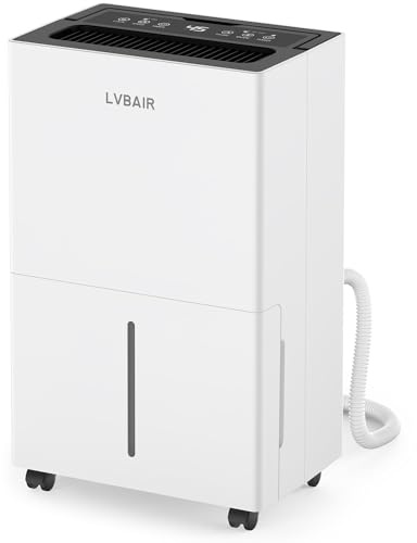 LVBAIR 20L/Day Compressor Dehumidifier for Home, Quiet & Energy-Efficient Portable Model with Humidity Sensor, Auto Defrost, 3 Smart Modes & 24H Timer for Bedroom, Bathroom, Laundry, Basement