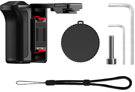 SZZCNOX Street Photography Grip Kit for DJI Osmo Action 5 Pro/4/3, Handle Holder Bundle Expansion Mount with Shutter Button/Cold Shoe/Lens Cap/Wrist Strap (Handle Kit with Quick Release Adapter)