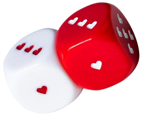 Lurrose 2pcs Dés à Plusieurs Faces en Acrylique Motif Cœur, Accessoires de Dés de Fête pour Amis et Familles, pour Party et Jeux de Société, roulettes Précises