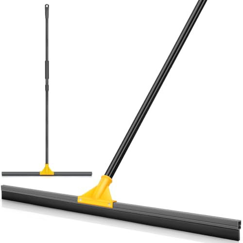 SOBONNE Rasqueta de suelo de 61 cm para eliminar el agua del suelo de | Escoba de goma grande y resistente, mango de 57 pulgadas de largo para azulejos, ventana, ducha, garaje, patio, terraza
