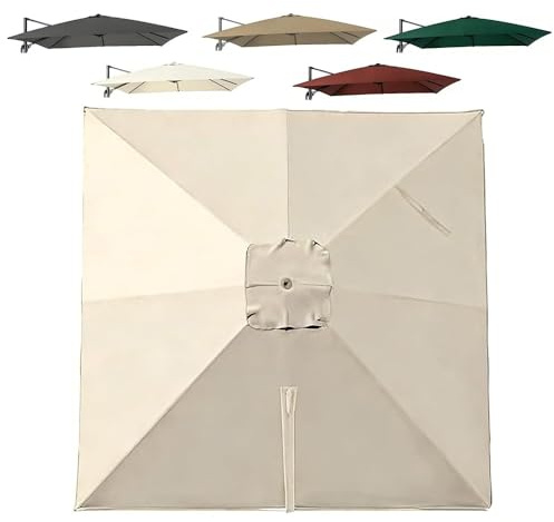 SXYHCK 3x3/3x4/2.5x2.5m Housse De Rechange pour Parasol Déporté Toile De Rechange pour Parasol Carré 8 Baleines Anti-UV Dessus De Parapluie De Remplacement(Beige,3x3.0m/9.8x9.8ft)