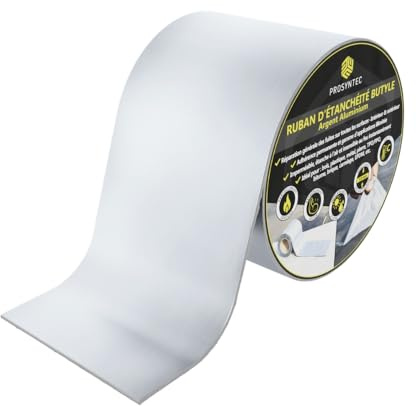 Bande d'étanchéité en aluminium-butyle, 10cm x 10m - argent | Bande d'étanchéité de 1 mm d'épaisseur, imperméable, autocollante, résistante aux UV. Convient à tous les supports courants.