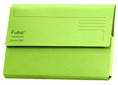 Exacompta Forever Document Wallets - Perfect for Storing Documents - Recycled 290 gsm Board - 34.5 x 24.5 cm in Size - A4/Foolscap - Green - Pack of 25.