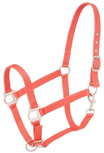 Tough1 Nylon Horse Halter with Satin Hardware - Orange