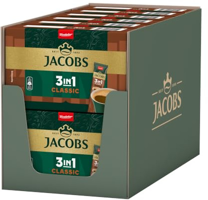 Jacobs 3in1 Classic, Instant Kaffee Sticks, löslicher Bohnenkaffee mit Creamer und Zucker, 12 x 10 Sticks, 120 Getränke, mittlere Röstung