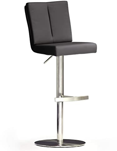 Robas Lund Barhocker Schwarz mit Lehne Barstuhl drehbar 360 Grad, Hocker höhenverstellbar, PU BRU.NI