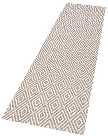 NORTHRUGS In- und Outdoor Teppich Karo 80x200cm - Wetterfest Modern Geometrisches Muster Kariert Allover Design Läufer für Balkon Terrasse Garten Wintergarten Wohnzimmerteppich Wasserfest in Grau