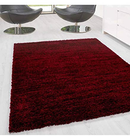 Carpettex Teppich Hochflor Wohnzimmer Schlafzimmer Esszimmer Küche Diele Rot 200x290 cm Langflor Shaggy Flokati Flauschig Super Soft