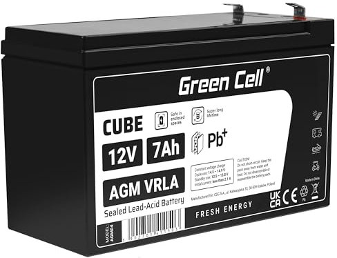 Green Cell Recambio de Batería Gel AGM 12V 7Ah Rechargeable Pila Sellada de Plomo ácido batería sin Mantenimiento Batería de Reemplazo para UPS/SAI Scooter Quad Sistemas de Alarma