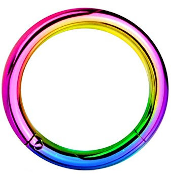 beyoutifulthings Piercing-Ring Universal-Piercing Brust Nippel Nase Septum Ohr Helix klick-Verschluss Edelstahl Regenbogen Clear 1,2mm 10mm