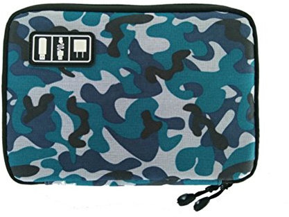 Rojeam Organizador Electrónico Travel Gadget Bag para cámara Digital Accesorios Electrónicos Cable USB y Almacenamiento de menaje (Blue Camouflage)