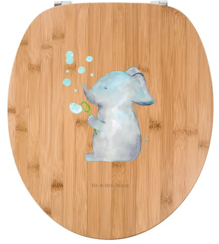 Mr. & Mrs. Panda Motiv WC Sitz Elefant Seifenblasen - Geschenk, Gute Laune, lustige Sprüche, WC-Sitz, Liebe, Klodeckel, Klobrille, Dickhäuter, Tiere,