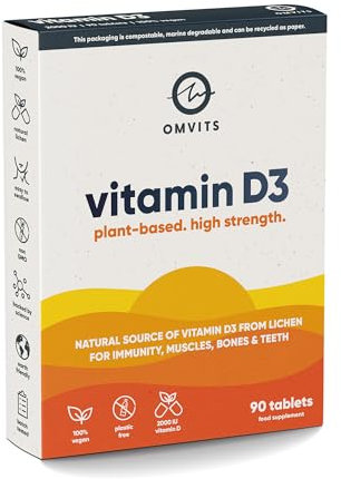 Vegan Vitamin D3, 2000 IU - 90 Tablets - 100% Plastic-Free - 3 Month Supply - Palm Oil & Gelatine Free - Pure VIT D Supplement from Lichen Extract