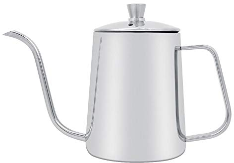 Kaffee-Wasserkocher, 550 ml, Edelstahl, langer Schwanenhals, Kaffee-Wasserkocher mit Deckel, Kaffee-Tropfkessel für Zuhause, Küche, Café