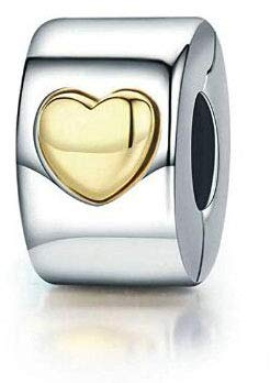 Flowers Charm 925 Sterling Silver Love Heart Clip Charm Stopper Charm Lock Charm Stopper Charms for Pandora Bracelets
