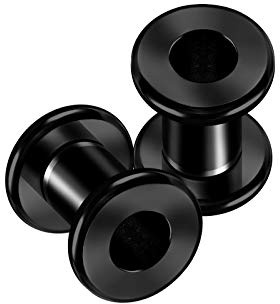 KJM FASHION 2 Stück runde Piercings, schwarz