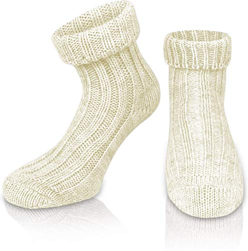 normani 2 Paar Sehr Warme weiche Umschlag Söckchen mit Alpaka Wolle/Bettsocken/Sauna Socken Farbe Wollweiß Größe 43-46