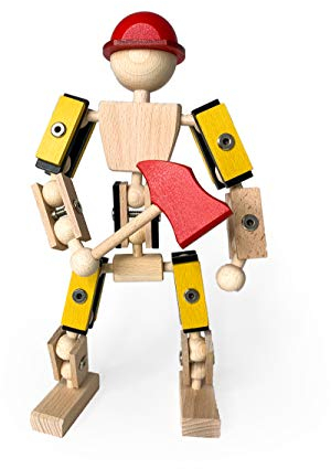 rewoodo Helden Aus Holz Holzspielzeug ab 3 Jahren Made in Germany (Komplettheld, Feuerwehrmann)