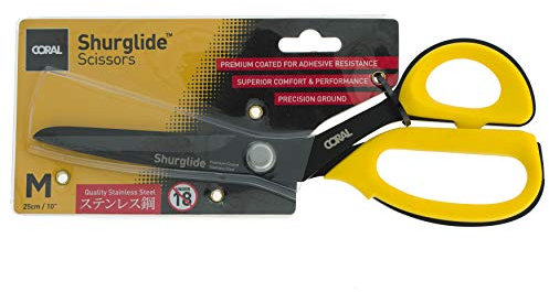 Coral 56800 - Forbici Shurglide con lama in acciaio inox rivestita di alta qualità per carta da parati, misura media, 25 cm