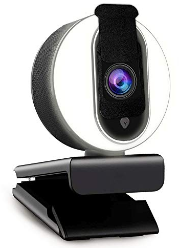 NexiGo 1080P Webcam with Ring Light, Privacy Cover and Dual Microphone, Advanced Auto-Focus, Adjustable Brightness, 2021 Streaming Web Camera for Zoom Skype Facetime, PC Mac Laptop Desktop