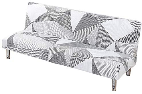 Sofabezug Ohne Armlehnen, Moderner Druck Sofabezug 3 Sitzer Ohne Armlehne Stretch Couch überzug Armlose Sofabettüberzug für Faltbares Schlafsofa Ohne Armlehnen ,180-210 cm(Dreiecksmuster)