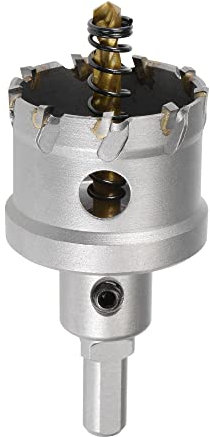 sourcing map 42mm Carbide Hole Cutter, Hole Saws for Stainless Steel Sheet Metal, Non-Slip Triangular Shank Limit Step, with Titanium Coated Center Drill