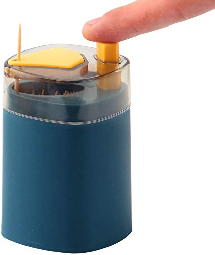 Zahnstocherhalter Spender, Pop-Up Automatischer Zahnstocherspender, Zahnstocher Aufbewahrungsbox (Blau)