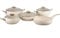 OMS Cookware 9 Piece Non Stick Granite Copper Set Ball Shape Set Ivory Cream Glass Lids Casserole Pan Pot - Essential, Pots and Pans Set - 3024 - Made in Turkey