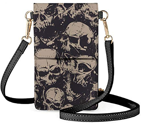 NETILGEN Handytasche für Damen und Mädchen, Touch-Handytasche, Umhängetasche, Kartenhalter, Geldbörse, totenkopf