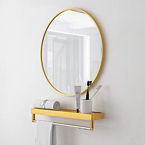 LHSUNTA Miroir, Salle de Bain, Mural, Miroir de Maquillage, Coiffeuse, 15,7 '' - 27,6 '' avec Tablette Ronde, 70 cm