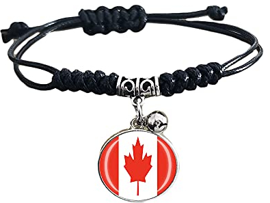 Geflochtenes Armband mit Kanada-Flagge, verstellbar, aus Nylon, Kristall, Souvenir, modisches handgefertigtes Armband für Damen und Herren